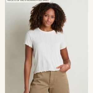 Toad&Co Foothill Pointelle Baby Tee cream white